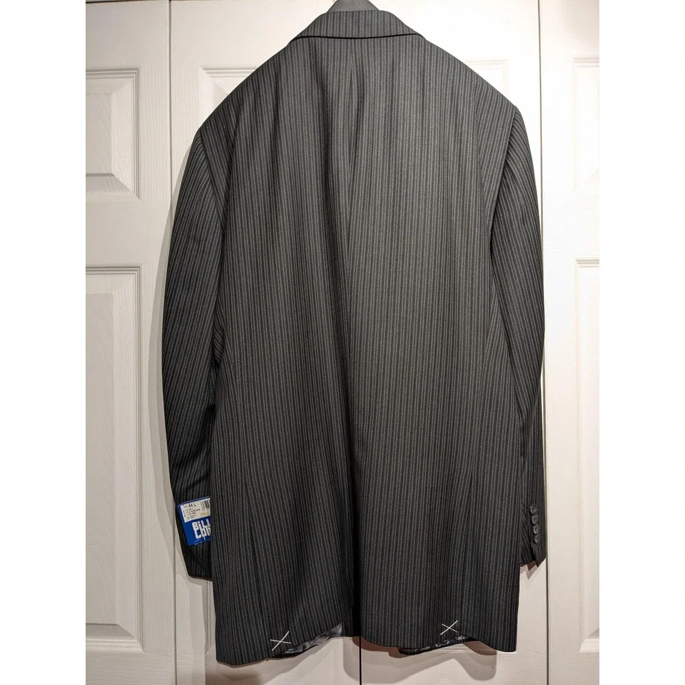 Billy London Jacket Mens 44L Gray Pinstripe Blazer Coat Two Button 10-BL2292 NWT